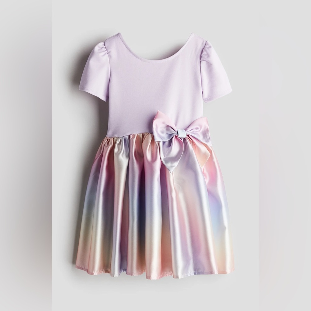 H&M FLARED-SKIRT DRESS For Girls IN Purple/rainbow gradient